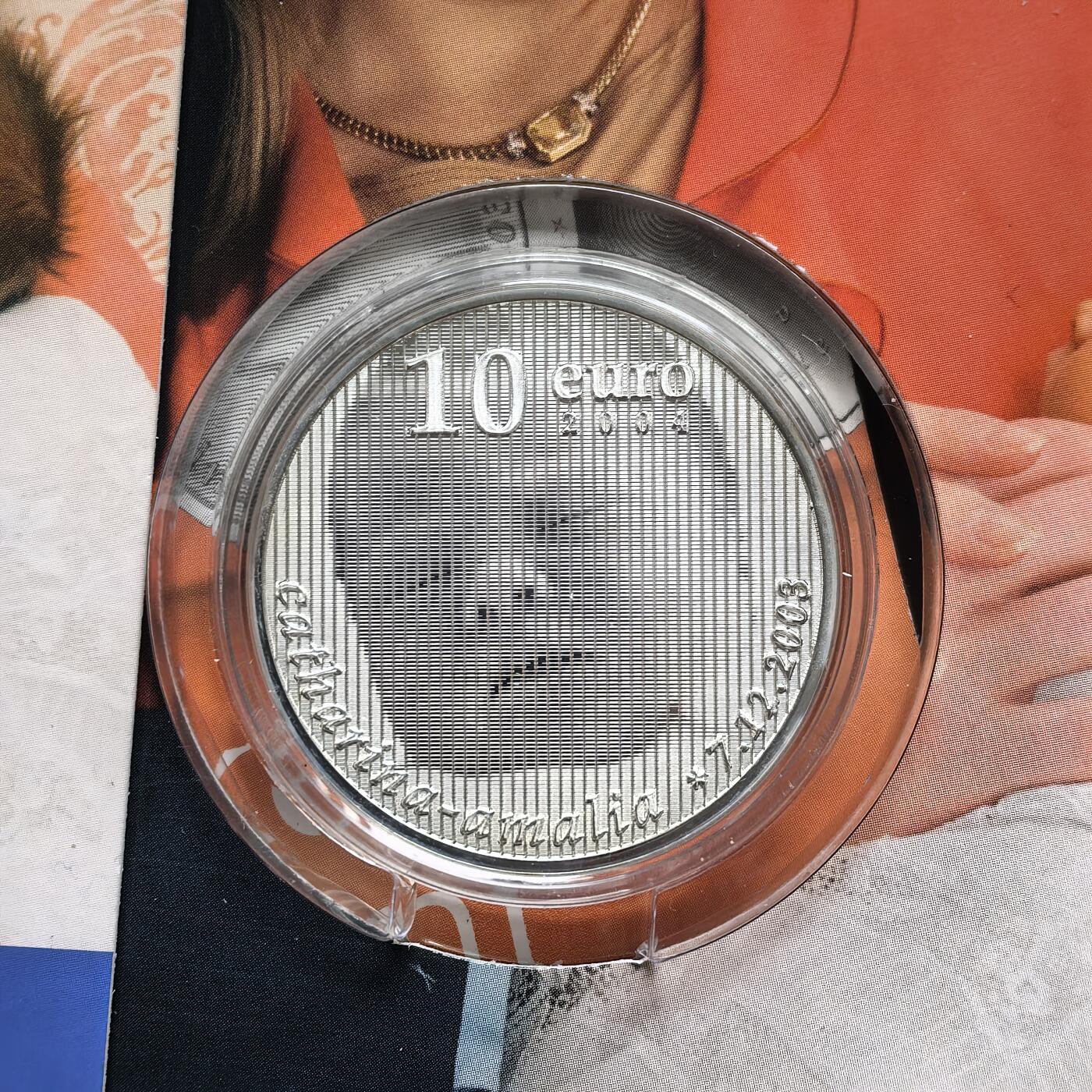 道一币馆币章第一百五十四场 原包装 荷兰2004年卡特琳娜公主诞生10欧元精制银币