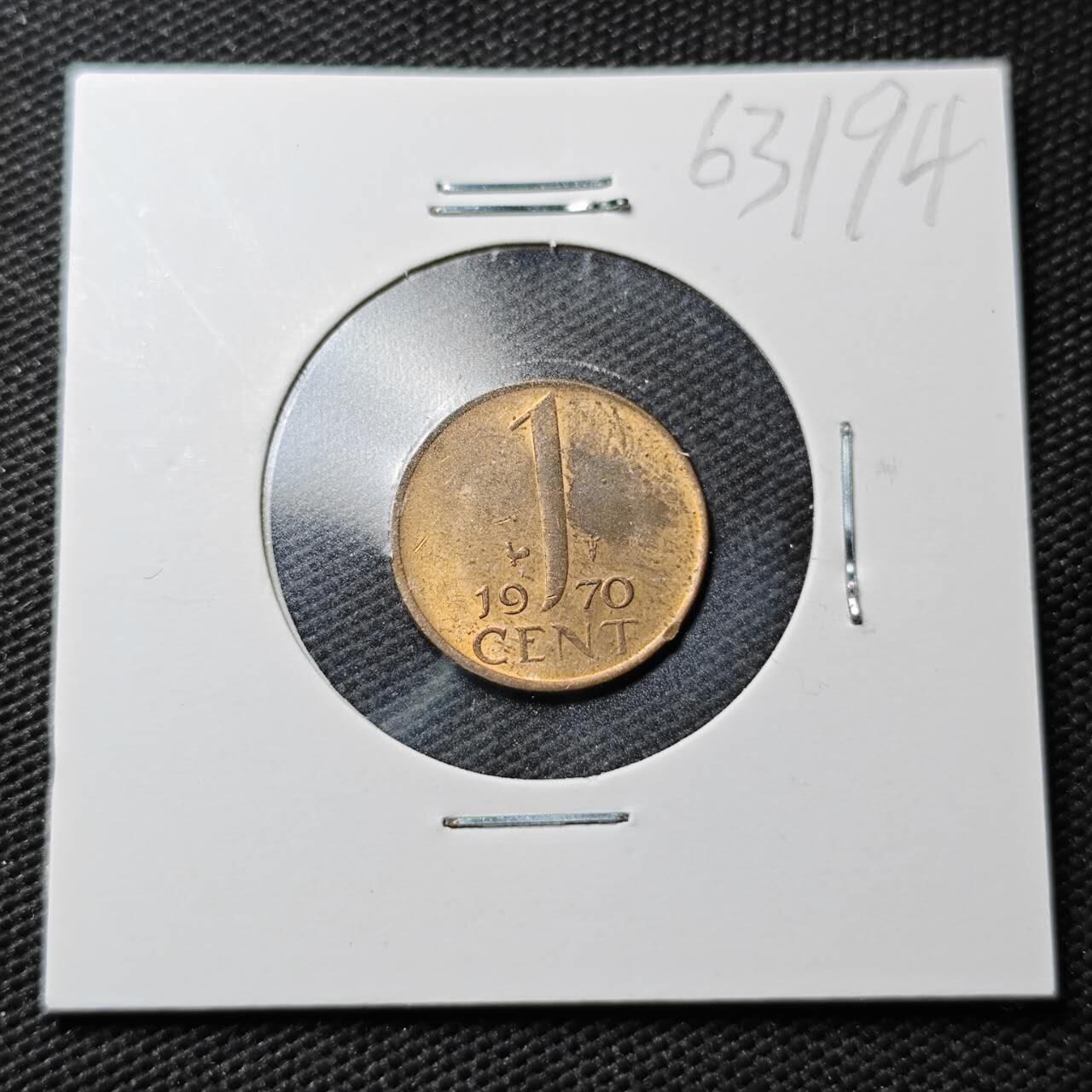 KK钱币收藏小铺  第363场  2月预留时间 周末发货  1970荷兰1分铜币