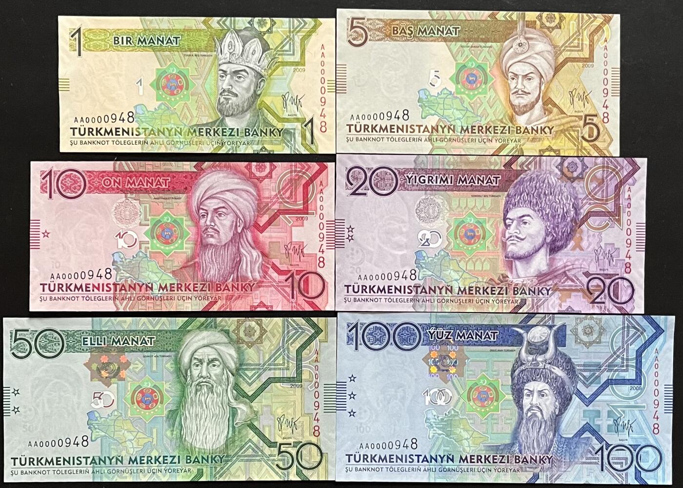 小福收藏拍卖第197期 裸钞场 本期有多张豹子号靓号 百慕大03年50元纪念钞百位号 马来亚和英属婆罗洲开国第一张纸币大冠女王 马来亚 41年1元英王乔六 法属太平洋10000法郎 捷克1000克朗纪念钞千位号  卢森堡 1000法郎  萨尔瓦多样钞 匈牙利 法罗群岛 危地马拉等多国精美纸币 土库曼斯坦 2009年 1 5 10 20 50 100马纳特 AA冠 全同百位小号948号 6张套 unc