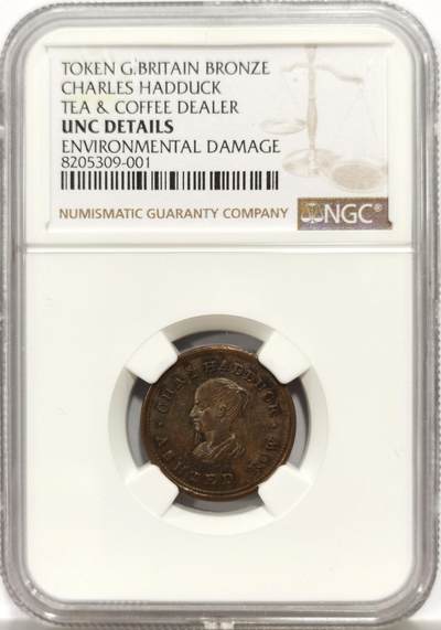 博洋堂“物美丰成”11月精品专场暨第145期（全场包邮） - NGC UNC 英国19世纪Charles Haddock茶叶和咖啡经销商铜质代用币TOKEN