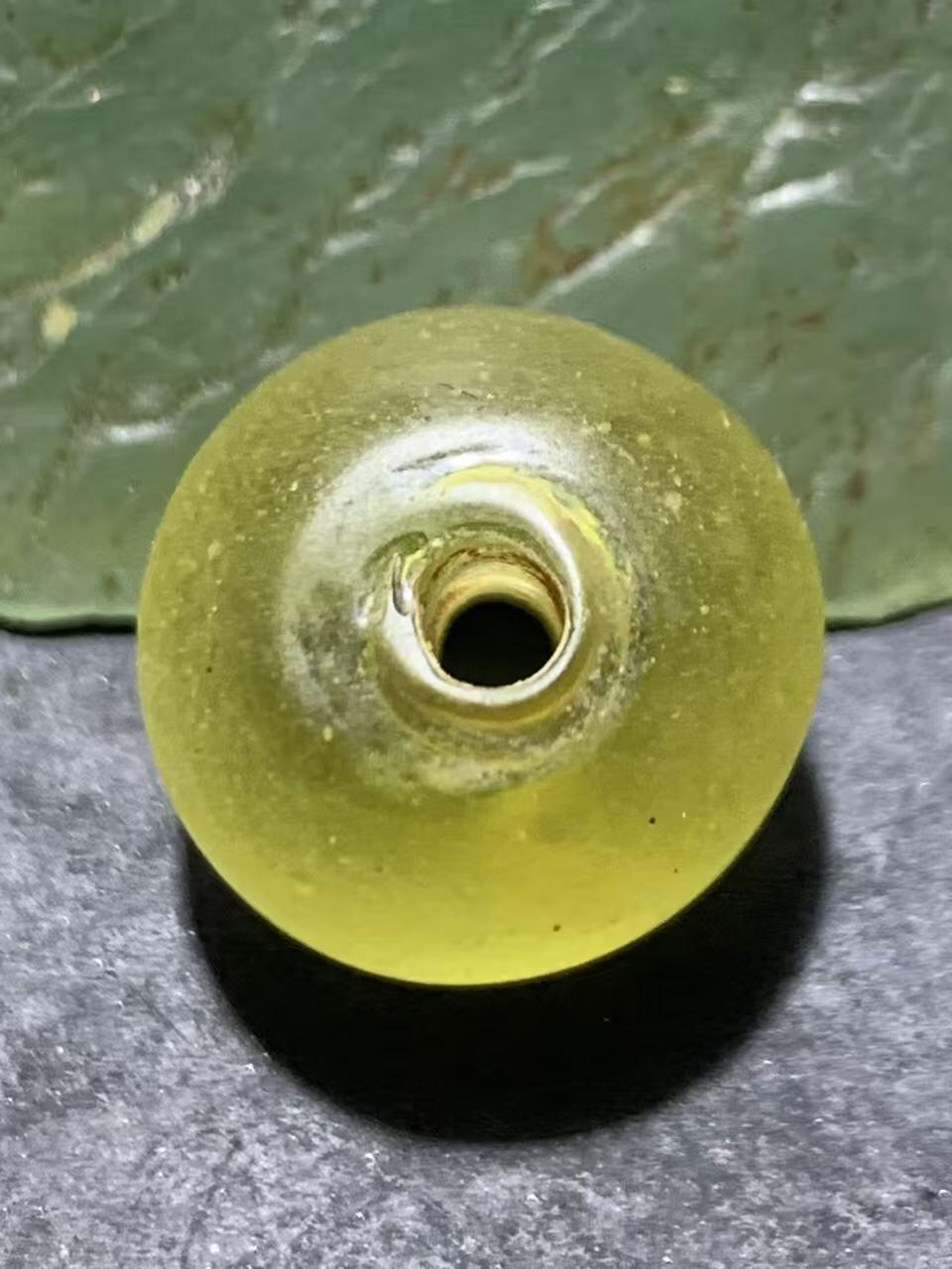 建国前后库存亚光仿黄水晶琉璃苹果珠一颗