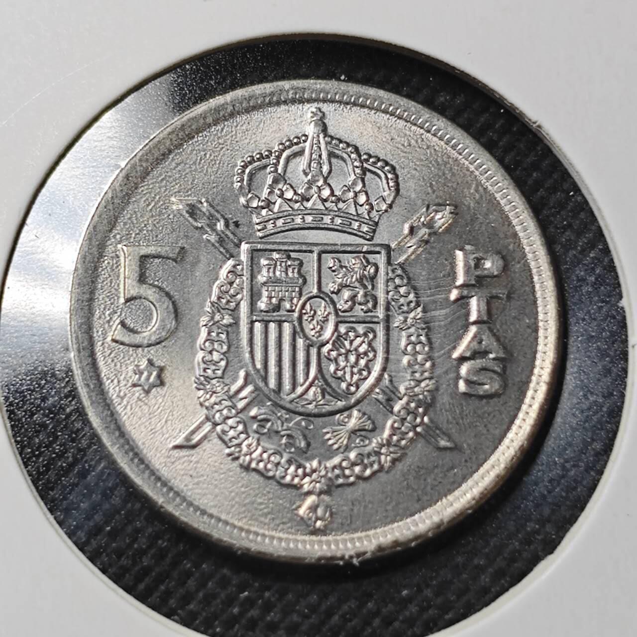 KK钱币收藏小铺  第364场  2月预留时间 周末发货  西班牙5比塞塔好品