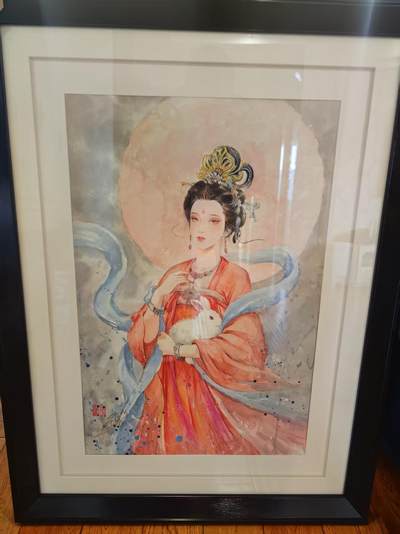 阳大大卡牌拍卖第80期（持续收拍品，周三晚上九点截拍，进群福利早知道）加场加场加场 - 【原画】人气画师 碳的N次方 嫦娥 包含画框 高级精致装裱 尺寸98*77  非常欧气的一副作品，可遇不可求