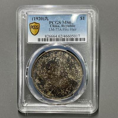 日本大阪雅和auction 2025金秋競賣會第一期 - PCGS 中華民國九年 五彩原味包漿 /保真 返品不可