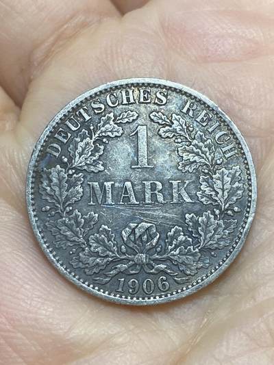 2025年第一百二十二场(总第一百四十八场）外国好品散币(免佣金) - 德意志帝国1906年1马克银币(威廉二世时期，A标柏林造，900银)