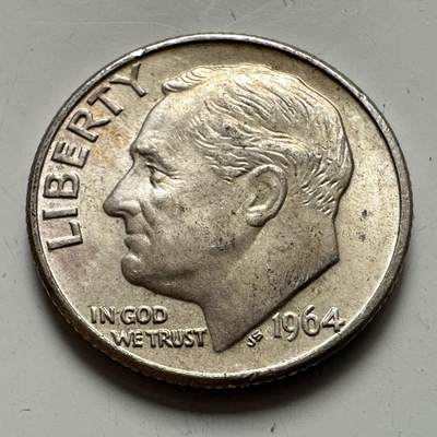 🌹外币初藏🌹🐯2025年第123场  每周二四六晚8️⃣点 接代拍 - 美国1964年十分银币