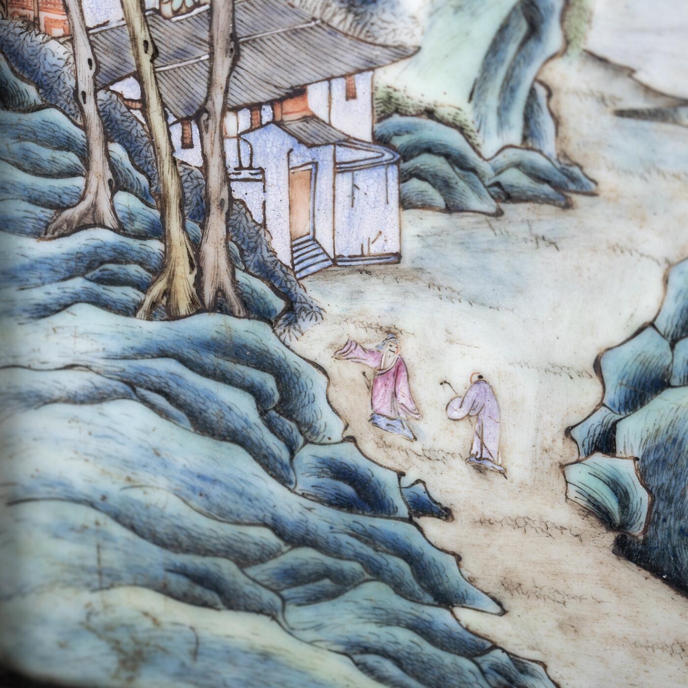 日本大阪雅和auction 2025金秋競賣會第一期 清 粉彩山水紋瓷板插屏 尺寸:L:46.5 W:30.5
底座W:34.5cm 備註:底座