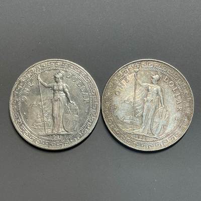 日本大阪雅和auction 2025金秋競賣會第一期 - 英屬 站洋銀幣 共計2點 保真/返品不可