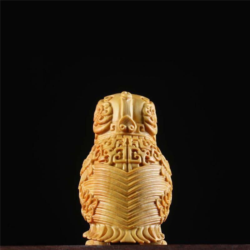 听雨轩（16）木雕 黄杨木雕刻把玩件 子弄乍鸟尊摆件