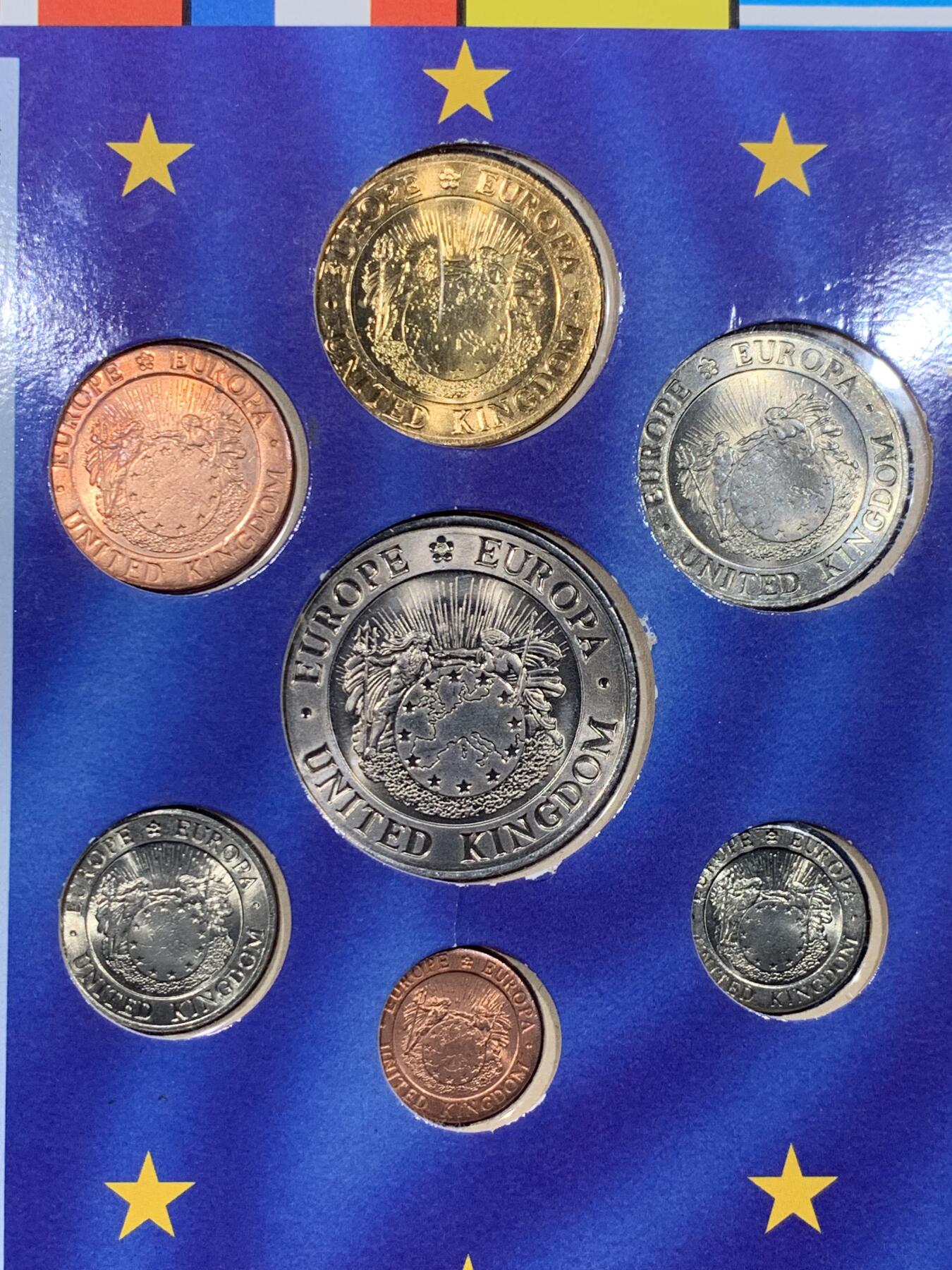 《竞宝斋》第435场 周日，周一2场连拍 （全场包邮） 欧共体1992年ECU纪念币，惠美三女神埃古版，7枚套装埃居钱币