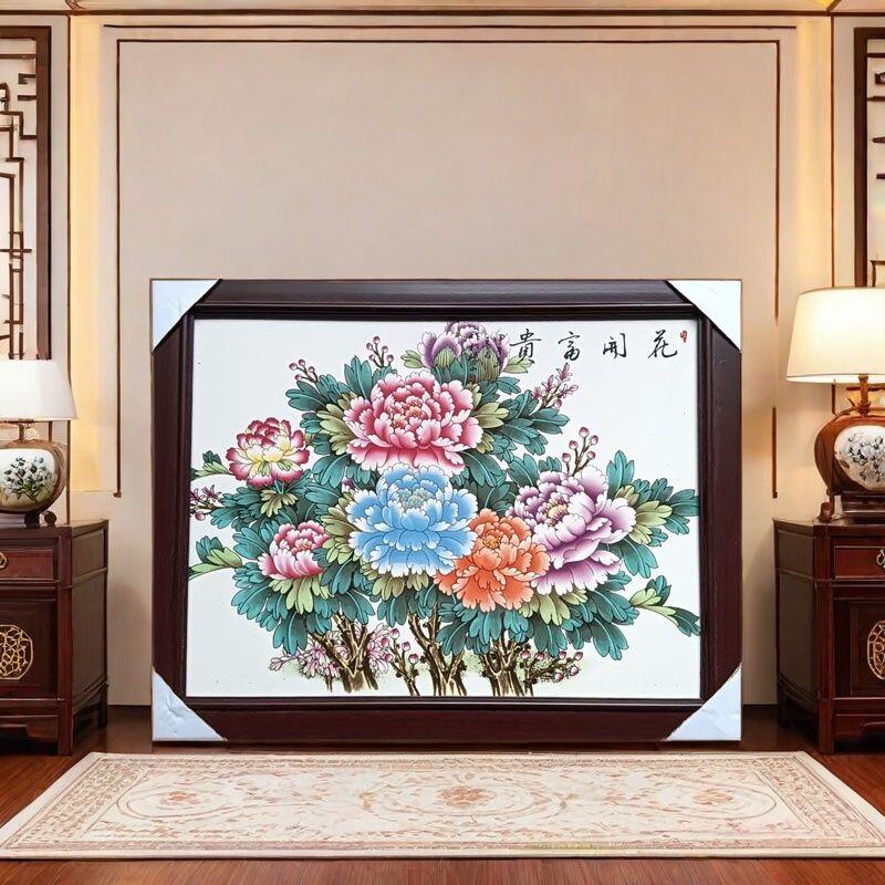 听雨轩（17）景德镇瓷板画专场 景德镇瓷板画 花开富贵  37*29cm