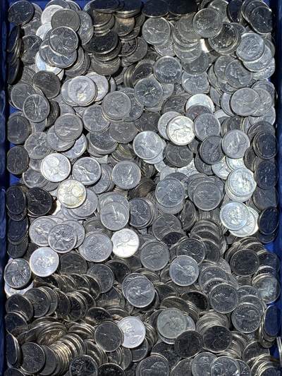 《竞宝斋》第435场 周日，周一2场连拍 （全场包邮） - 加拿大零钱25分1000枚，单枚重约5克，总重约5000克，面值250加拿大元！汇率值约1270+元人民币。