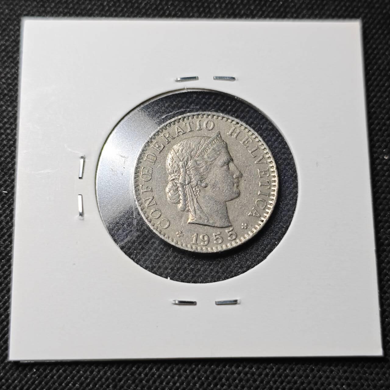 KK钱币收藏小铺  第364场  2月预留时间 周末发货  1955瑞士20分