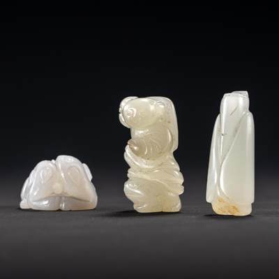 日本大阪雅和auction 2025金秋競賣會第一期 - 清 玉墜 玉珮 三點 尺寸:尺寸不一x3