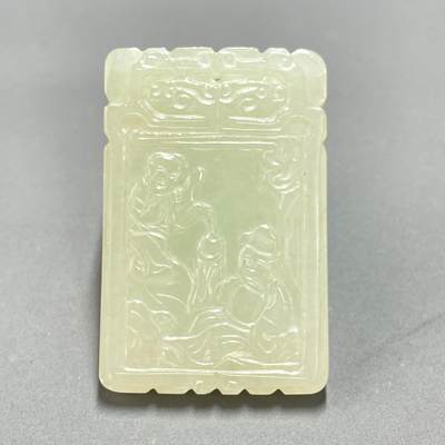 日本大阪雅和auction 2025金秋競賣會第一期 - 清 子綱 詩文人物牌 尺寸:L:53.8 W:0.8 H:5.4cm