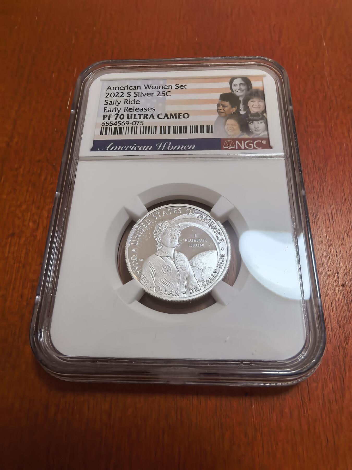 长老汇蛇年精选第七十场拍卖 2022 S 美国杰出女性——莱德25美分精制银币，NGC PF70UC，早期标
