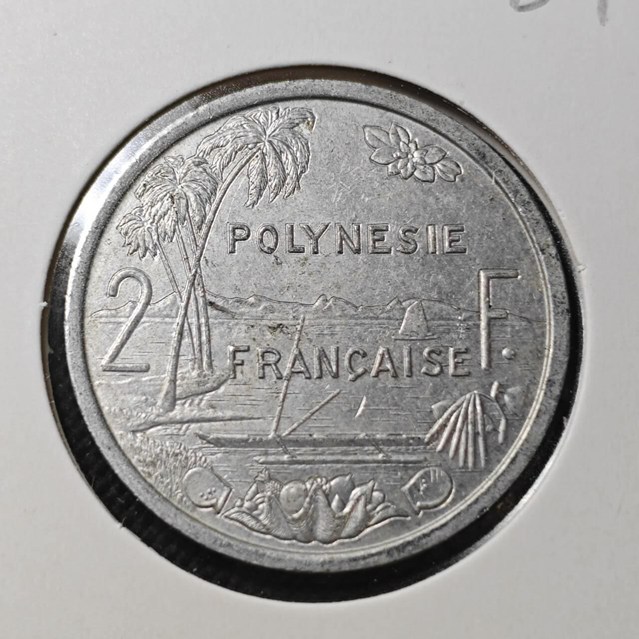 KK钱币收藏小铺  第364场  2月预留时间 周末发货  1993法属波利尼西亚2法郎