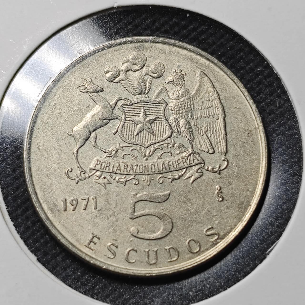 KK钱币收藏小铺  第363场  2月预留时间 周末发货  1971智利5分