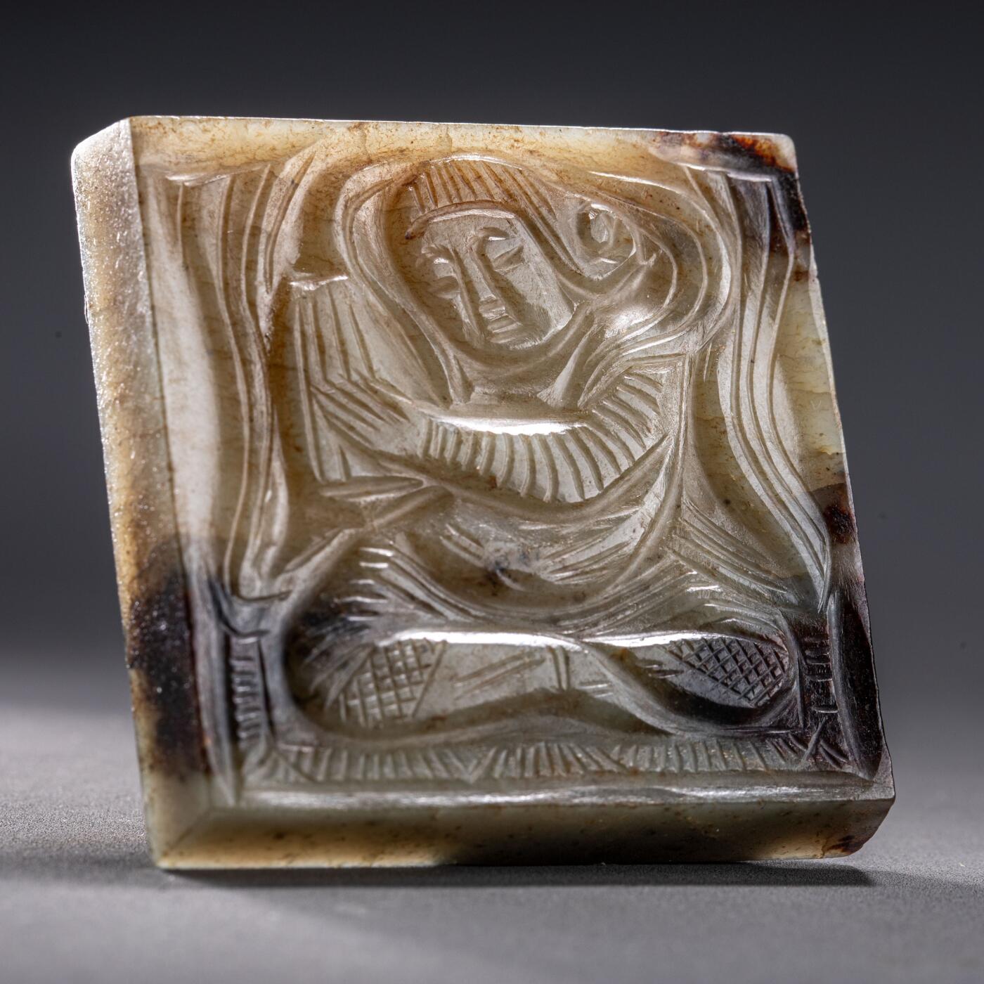 日本大阪雅和auction 2025金秋競賣會第一期 唐 歌樂佣帶板 尺寸:L:5 W:5 H:0.5cm