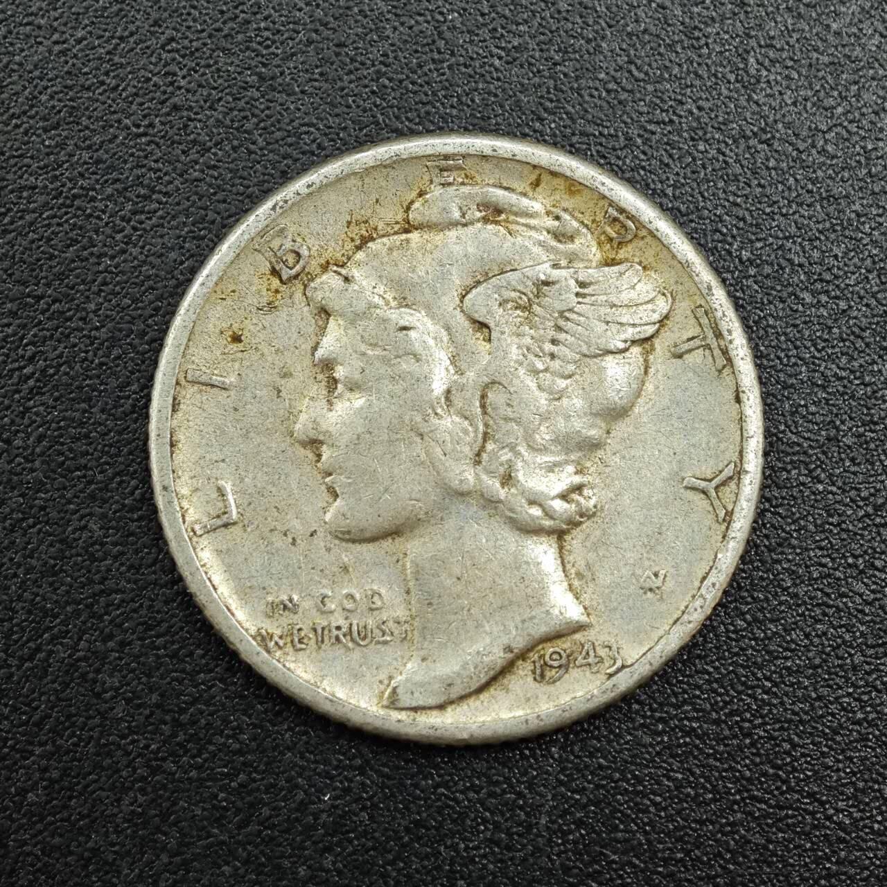 【淘币小摊】实时拍第七百八十七拍   银币套币场   满百包邮可预留二周 每周一统一发货   美国1943年小飞人10分银币