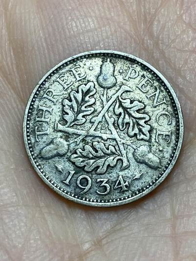 2025年第一百二十二场(总第一百四十八场）外国好品散币(免佣金) - 英国🇬🇧1934年3便士银币(乔治五世第四版，500银)