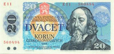小福收藏拍卖第197期 裸钞场 本期有多张豹子号靓号 百慕大03年50元纪念钞百位号 马来亚和英属婆罗洲开国第一张纸币大冠女王 马来亚 41年1元英王乔六 法属太平洋10000法郎 捷克1000克朗纪念钞千位号  卢森堡 1000法郎  萨尔瓦多样钞 匈牙利 法罗群岛 危地马拉等多国精美纸币 - 捷克斯洛伐克 1988年 20克朗 unc