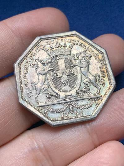 《竞宝斋》第435场 周日，周一2场连拍 （全场包邮） - 法国莱普莱蒂埃巴黎维尔商会八角银质代币，33.9MM，14.85克，早期无边铭