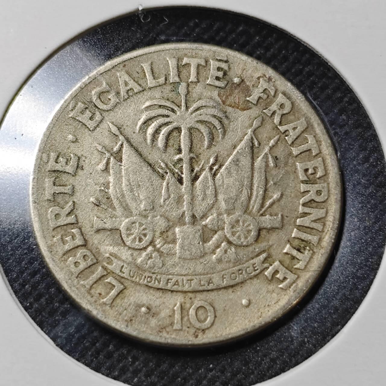 KK钱币收藏小铺  第364场  2月预留时间 周末发货  1958海地10分