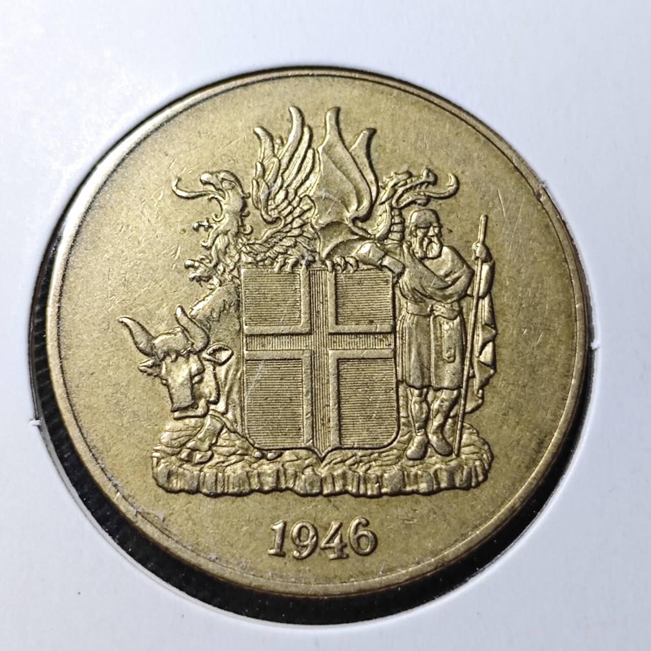 KK钱币收藏小铺  第364场  2月预留时间 周末发货  1946冰岛2克朗