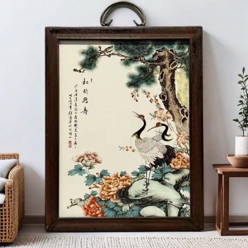 听雨轩（17）景德镇瓷板画专场 景德镇瓷板画（实木框） 松龄鹤寿 37*29cm