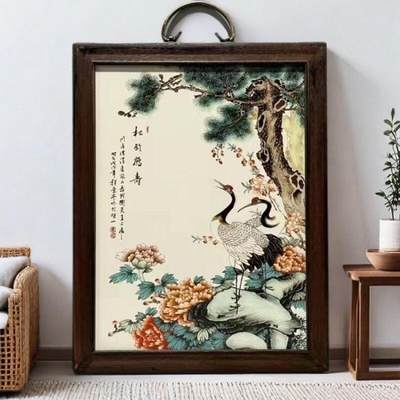 听雨轩（17）景德镇瓷板画专场 - 景德镇瓷板画（实木框） 松龄鹤寿 37*29cm