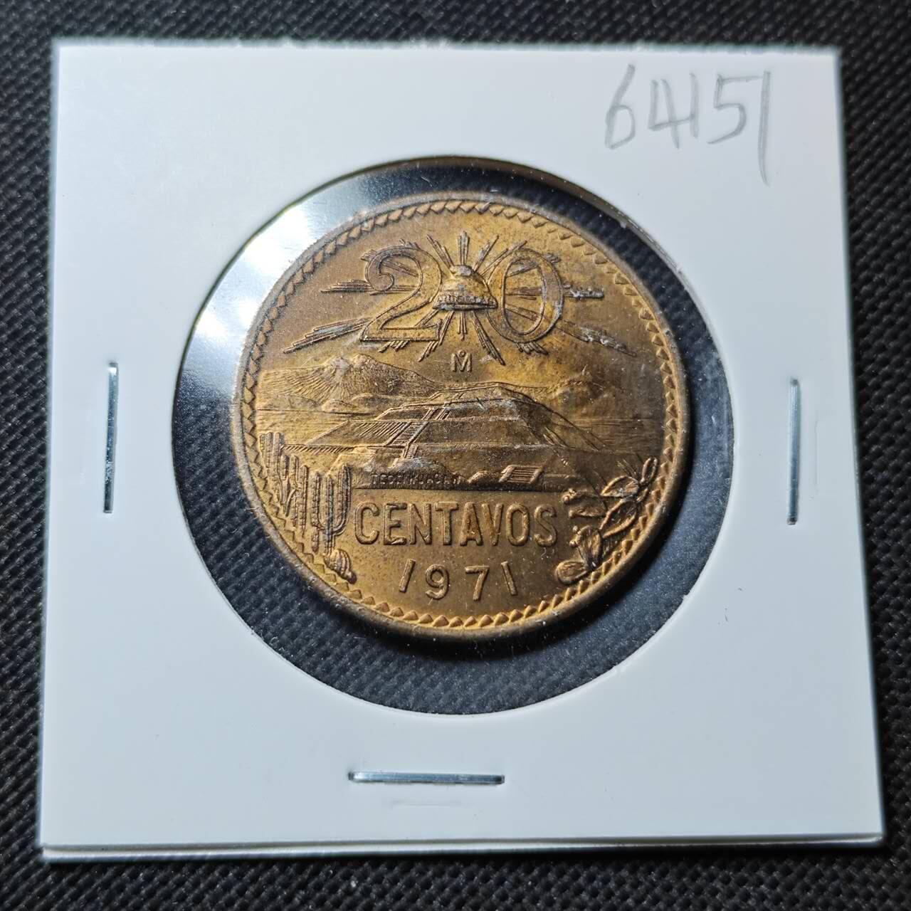 KK钱币收藏小铺  第364场  2月预留时间 周末发货  1971墨西哥20分铜币