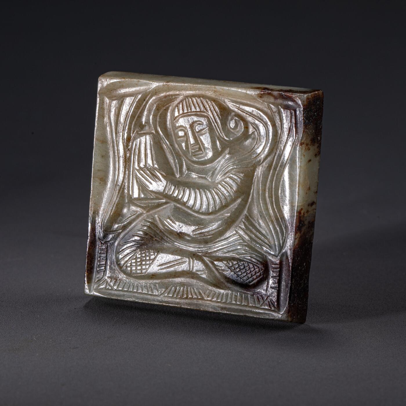 日本大阪雅和auction 2025金秋競賣會第一期 唐 歌樂佣帶板 尺寸:L:5 W:5 H:0.5cm