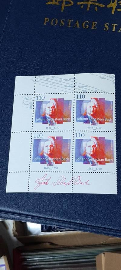 德国邮票专场，都是四方联人物题材 - 德国邮票四方联一张，2000年发行，音乐家  作曲家  巴赫。品相如图