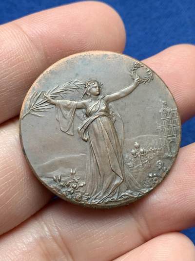 《竞宝斋》第435场 周日，周一2场连拍 （全场包邮） - 瑞士 酒店协会 女神铜章 整体细腻 清晰状态 32.9mm 12.1克