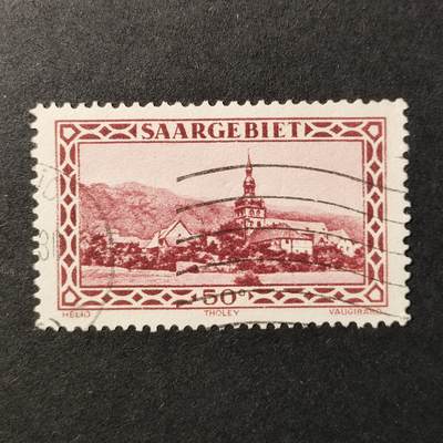 ↓君缘收藏642期☞钱币邮品↓无佣金、可寄存、满30元包邮  - 德国邮票萨尔地区，1927年托莱修道院建筑雕刻版