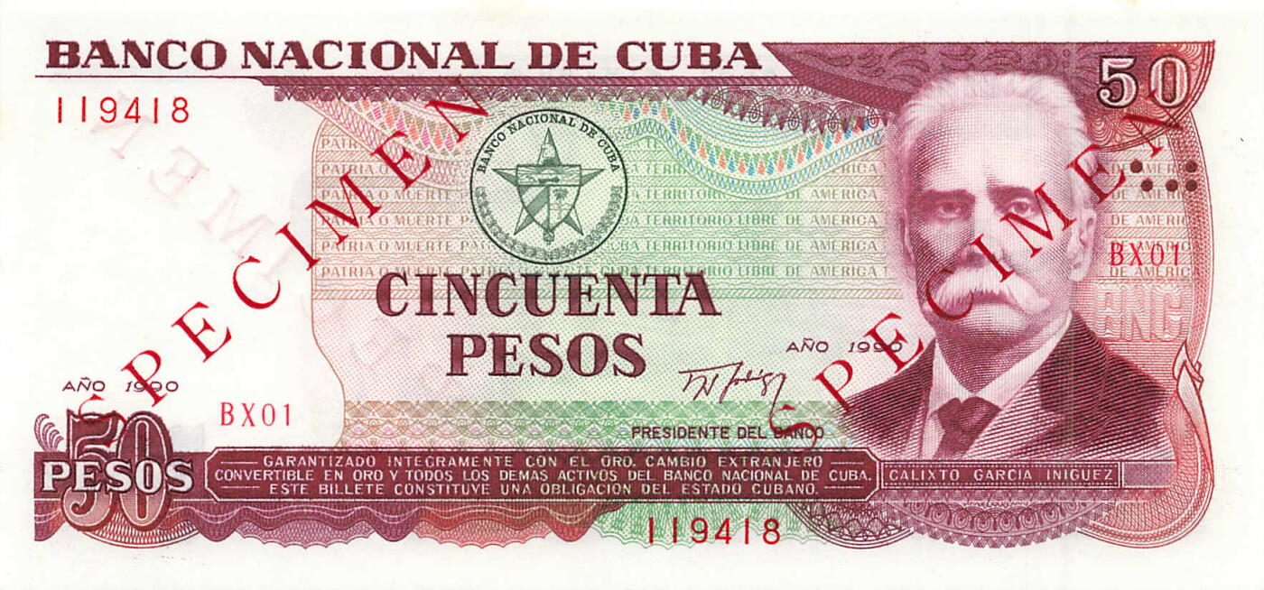 小福收藏拍卖第197期 裸钞场 本期有多张豹子号靓号 百慕大03年50元纪念钞百位号 马来亚和英属婆罗洲开国第一张纸币大冠女王 马来亚 41年1元英王乔六 法属太平洋10000法郎 捷克1000克朗纪念钞千位号  卢森堡 1000法郎  萨尔瓦多样钞 匈牙利 法罗群岛 危地马拉等多国精美纸币 古巴 1990年 50比索 样钞 中国代印 尾8 紫外有潮 unc