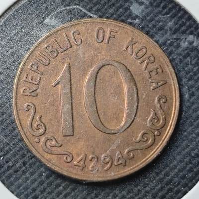 KK钱币收藏小铺  第363场  2月预留时间 周末发货 -  4294韩国10韩元 开国第一版 好品铜币