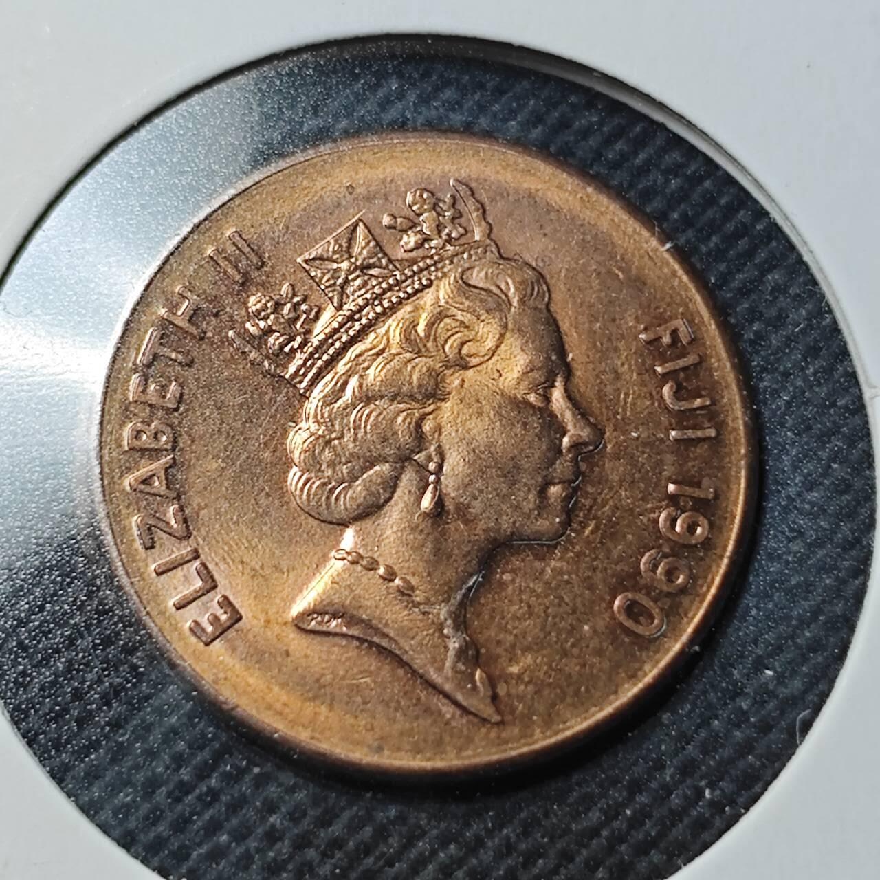 KK钱币收藏小铺  第364场  2月预留时间 周末发货  1990斐济2放弃好品铜币