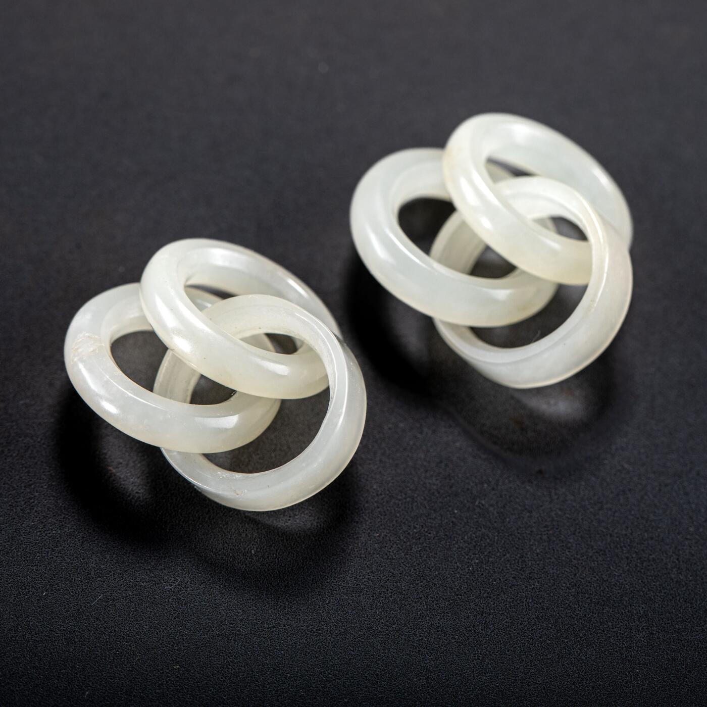 日本大阪雅和auction 2025金秋競賣會第一期 清 玉珮 玉連環 三點 尺寸:尺寸不一x3