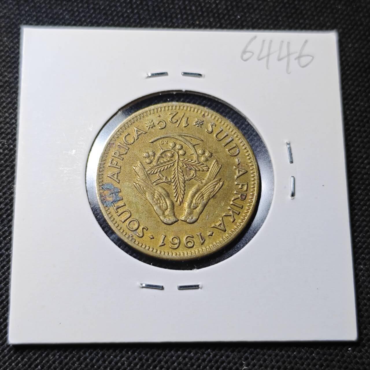 KK钱币收藏小铺  第364场  2月预留时间 周末发货  1961南非1/2分铜币
