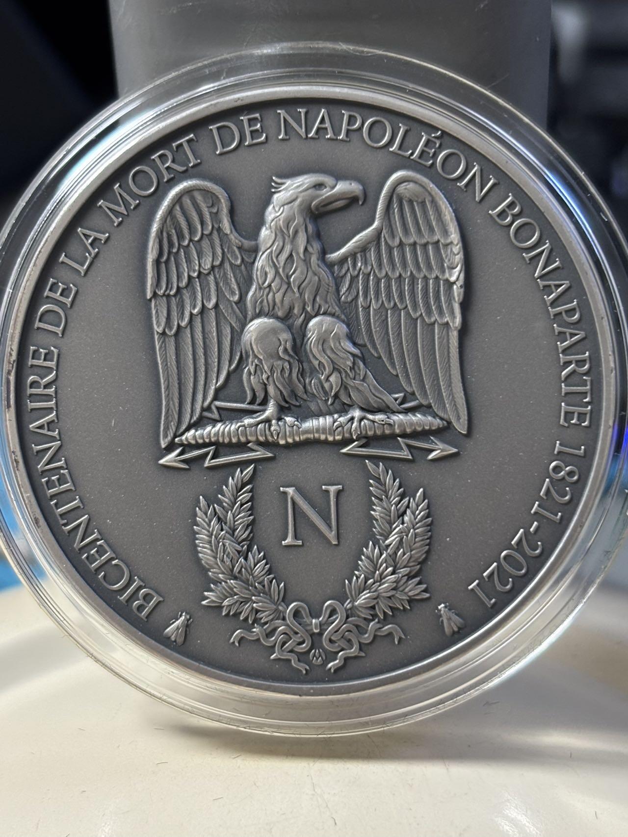 第181期拍卖 获奖喀麦隆2021年拿破仑逝世200周年高浮雕银币，999银，发行量200枚，获得钱币之星经典硬币大奖第一名