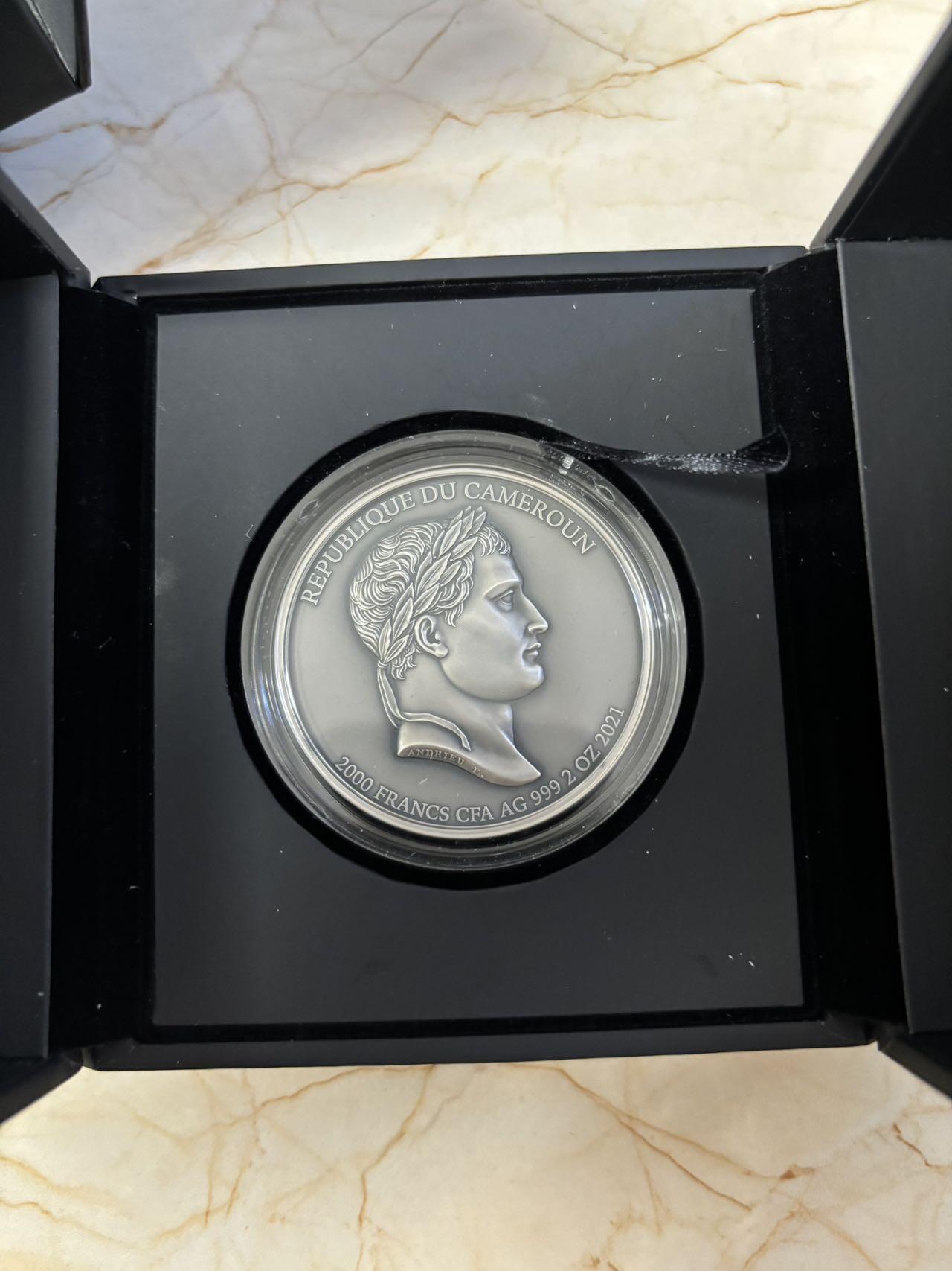 第181期拍卖 获奖喀麦隆2021年拿破仑逝世200周年高浮雕银币，999银，发行量200枚，获得钱币之星经典硬币大奖第一名