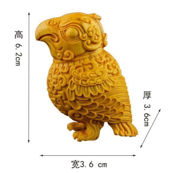 听雨轩（16）木雕 黄杨木雕刻把玩件 子弄乍鸟尊摆件