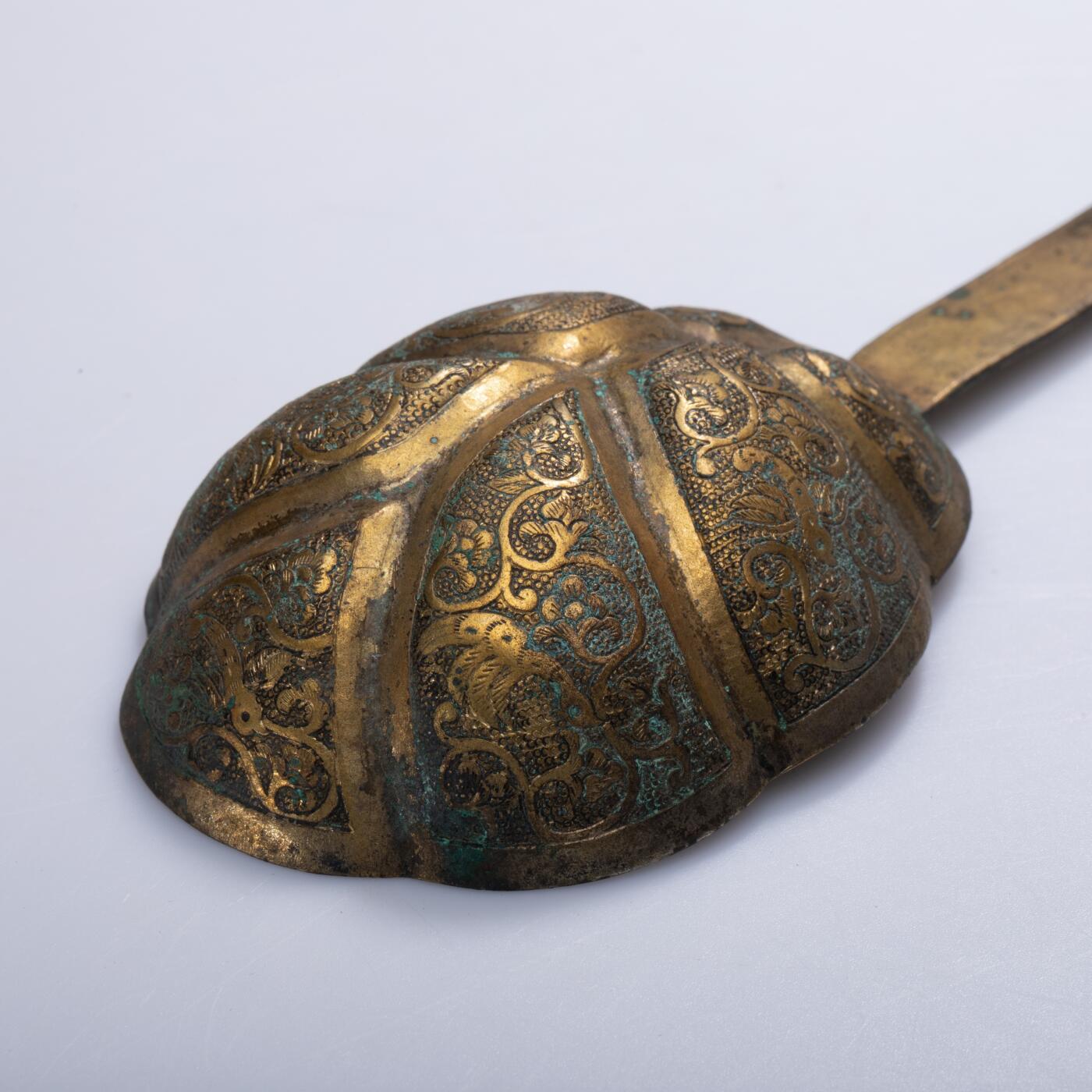 日本大阪雅和auction 2025金秋競賣會第一期 唐 鎏金勺 尺寸:L:15.5cm