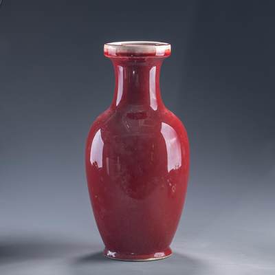 日本大阪雅和auction 2025金秋競賣會第一期 - 清 郎紅釉瓶 尺寸:W:16 H:35cm