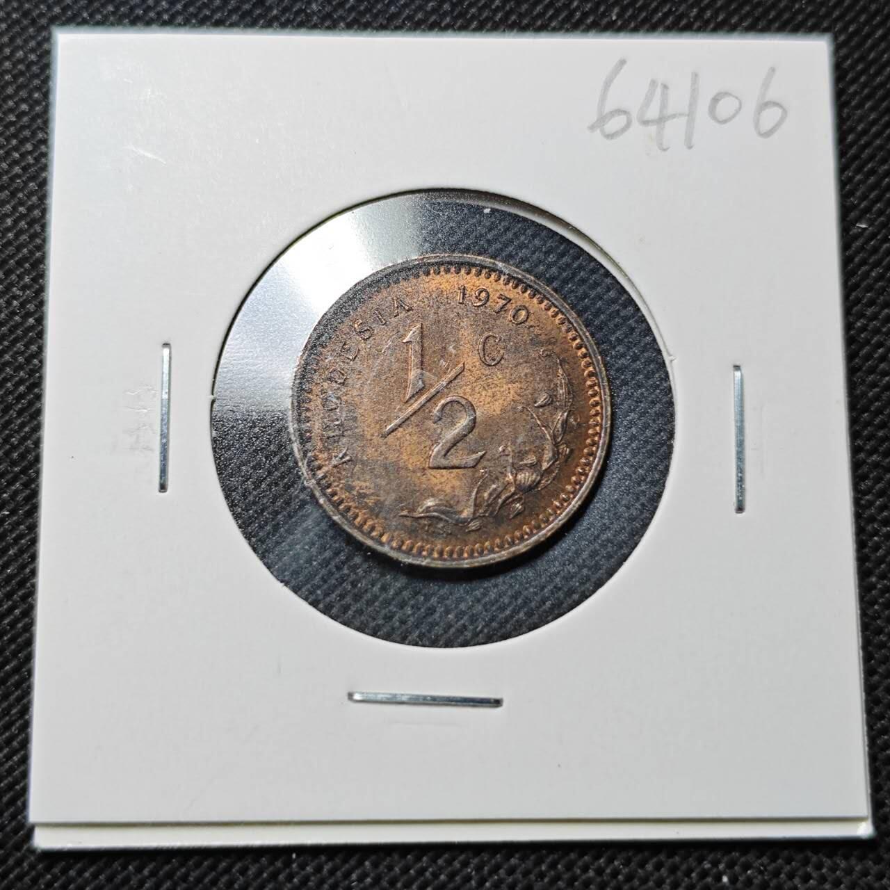 KK钱币收藏小铺  第364场  2月预留时间 周末发货  1970罗得西亚1/2分铜币