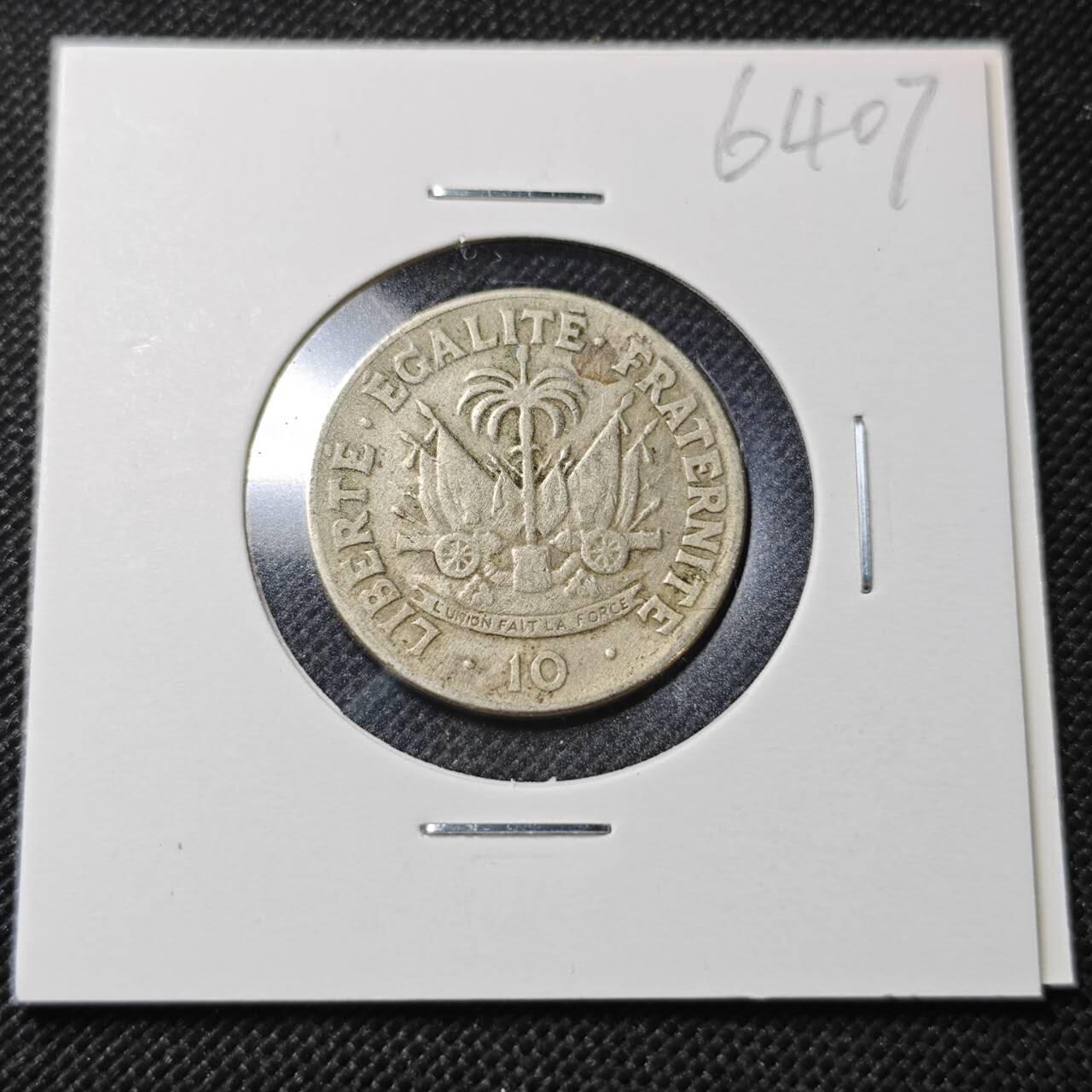 KK钱币收藏小铺  第364场  2月预留时间 周末发货  1958海地10分