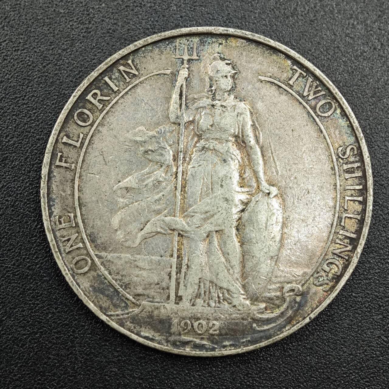 【淘币小摊】实时拍第七百八十七拍   银币套币场   满百包邮可预留二周 每周一统一发货   英国1902年爱德华七世海神弗洛林银币