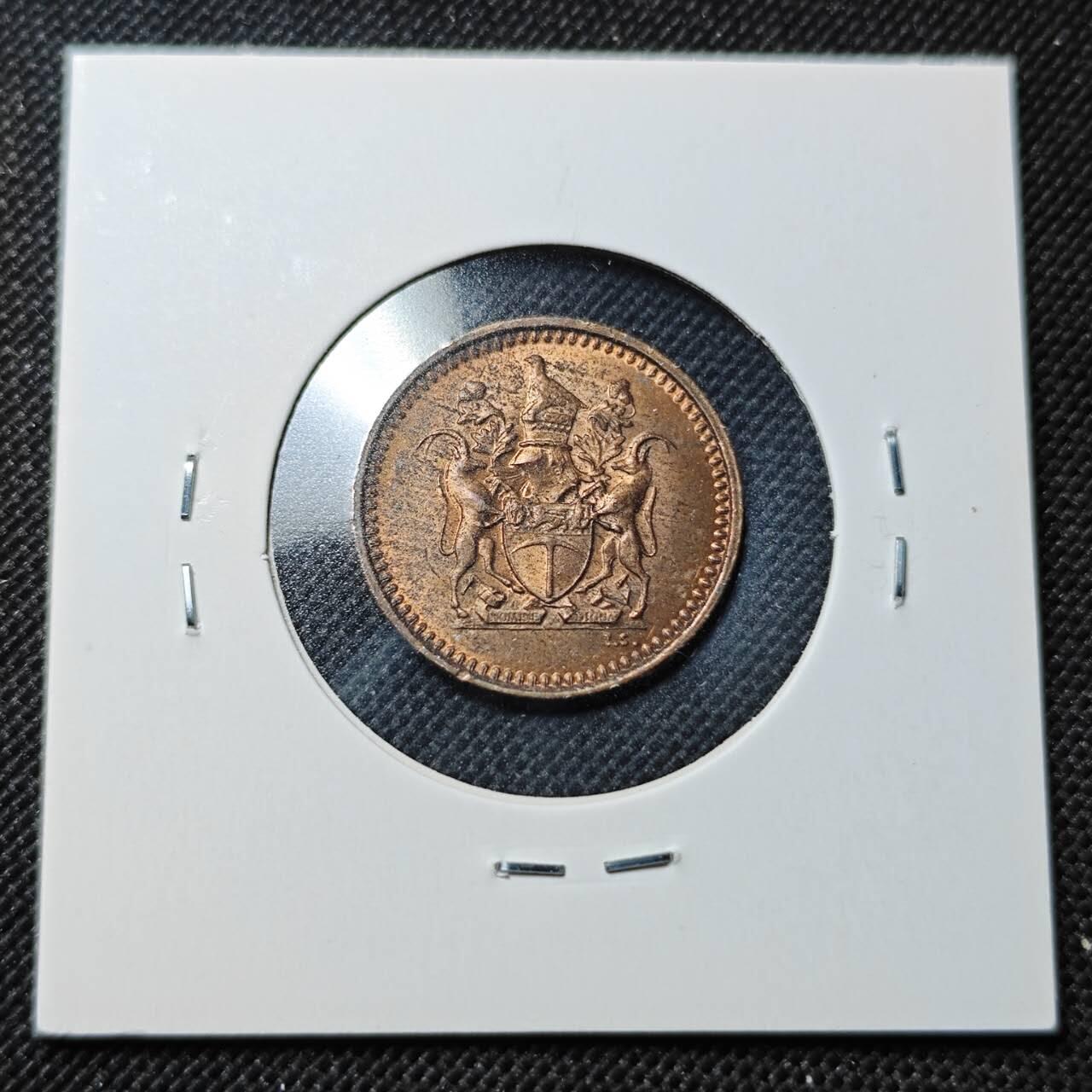 KK钱币收藏小铺  第364场  2月预留时间 周末发货  1970罗得西亚1/2分铜币